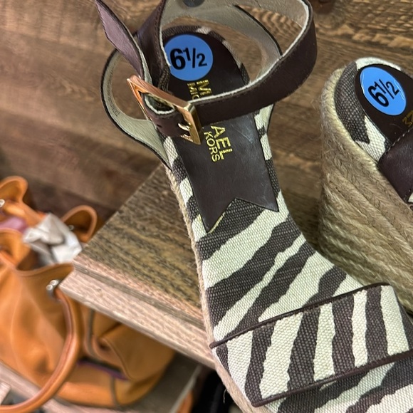 Michael Kors Womens Espadrilles Heel Brown Textile Zebra Buckle Ultra Hi… - Picture 4 of 7